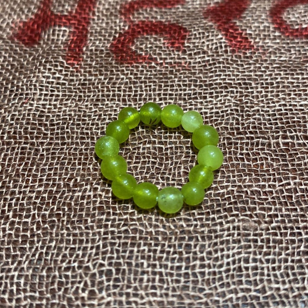 Dark Lemon Jade Beaded Ring
